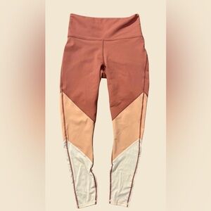 Fabletics PowerHold Colorblock Leggings Women’s Small High Rise Rust Peach Nude